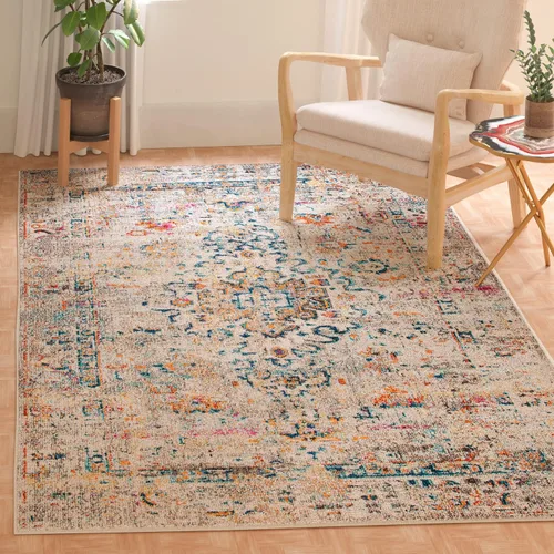Vista 17 de SAFAVIEH Madison Collection - Alfombra decorativa de 2 pies 2 pulgadas x 4 pies, color verde y turquesa, diseño envejecido, no desprende pelusa