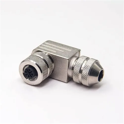 Vista 4 de Elecbee 5 unids M12 campo cable conector ángulo recto un código impermeable 5 Pin hembra metal enchufe Shiled