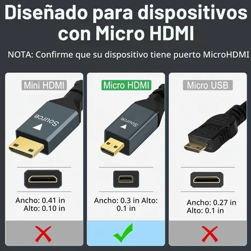 Vista 3 de Twozoh Cable micro HDMI a VGA de 3.3 pies, chapado en oro y trenzado Micro HDMI VGA (hombre a macho) compatible con 1080P 720p compatible