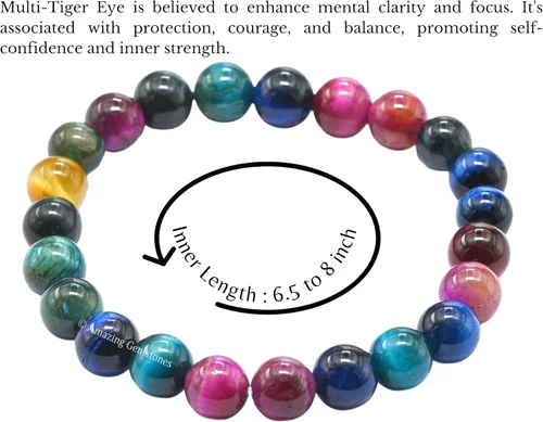 Vista 778 de Amazing Gemstone Pulsera de cristal para mujeres y hombres, pulsera de cristal curativo de protección, pulsera elástica con cuentas de piedras