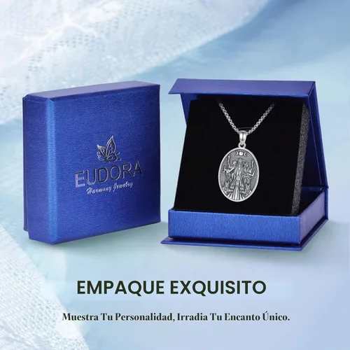 Vista 9 de EUDORA Collar de plata de ley S925 con dije de amuleto de diosa para mujer A01-Medalla Diosa Hécate