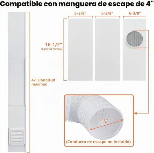 Vista 2 de GCGOODS Placas de sellado de ventana de ventilación de secadora para manguera de secadora de 4 pulgadas, kit de ventana de ventilación de secadora