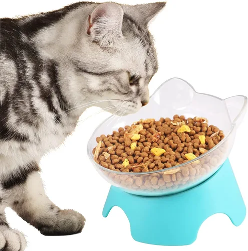 Vista 2 de MILIFUN Platos Elevados para Comida de Gatos con Soporte, Platos para Comida o Agua, Tazón Inclinado, Plato para Mascotas con Soporte