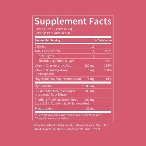 Vista 7 de Nello Superbalance Mezcla de bebida de apoyo hormonal, SRI-81 Shatavari, mio-inositol, Rhodiola Rosea, vitamina C, magnesio, teobromina