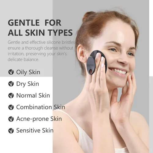 Vista 3 de BEAUTAIL Cepillo facial de silicona, 2 unidades, cepillo de limpieza facial manual, exfoliante facial suave para pieles sensibles, cepillo facial