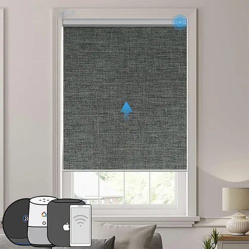 Vista 5 de Persianas enrollables para ventanas, tamaño personalizado, 100 % tela opaca, persianas inteligentes inalámbricas para el hogar, la oficina