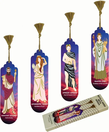 Vista 9 de Pictor Gift Myth and Hero - Juego de marcapáginas decorativo de 4 piezas, obras de arte de metal prensado con parte trasera de gamuza