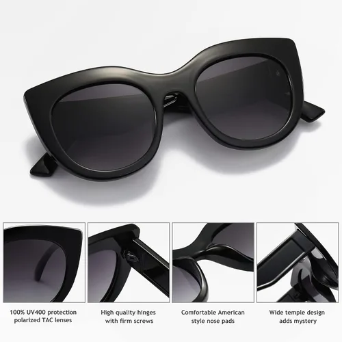 Vista 4 de SUNGAIT Gafas de sol polarizadas vintage de gran tamaño para mujer, gafas de sol de moda para mujer