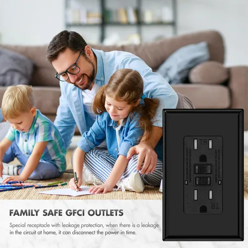 Vista 6 de Micmi Salida GFCI, receptáculo GFI resistente a manipulaciones con indicador LED, interruptor de circuito de falla de tierra de prueba automática
