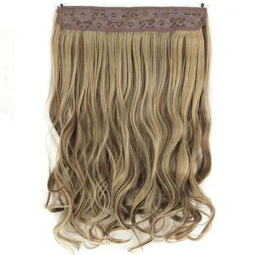 Vista 7 de extensiones de cabello sintético tipo halo de 20 pulgadas, 4.41 onzas, rizadas, onduladas, largas, extensiones tipo Hidden Crown con hilo invisible