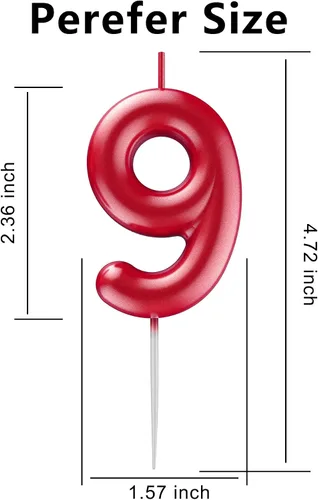 Vista 361 de Velas de número 9 arcoíris con número 3D para decoración de fiesta de pastel de cumpleaños, suministros de celebración de aniversario de boda