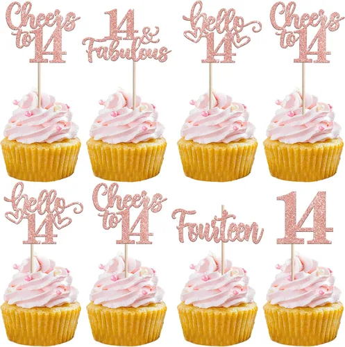Vista 104 de 30 piezas de adornos para cupcakes de 12 cumpleaños feliz, brillantes doce, hola 12, felicitaciones a 12 años, adornos para cupcakes, 12