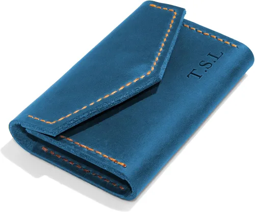 Vista 8 de Premium Leather Wallet, Men Women Cardholder With Initials Engraving, Mini Personalized Wallet, Coins, Slim Minimal Small Leather Wallet, Gift