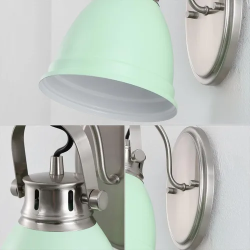 Vista 6 de JONATHAN Y Lámpara LED de tocador de 7 pulgadas, color verde menta/níquel, aplique de pared ajustable para espejo de baño, luz de cocina bohemia