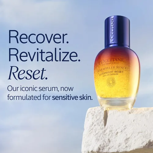Vista 2 de L'Occitane Immortelle Overnight Restablecer aceite en suero: piel más radiante en 1 noche, líneas finas suaves, revitaliza la piel opaca, ganador
