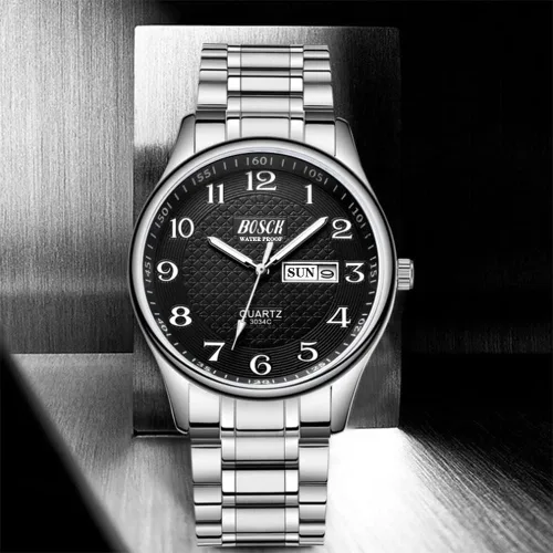 Vista 6 de BOSCK Analog Mens Watch40mm Easy Read Auto Date and Day Stainless Steel Business Watch for Men30M Waterproof Sports Mens Wrist Watches