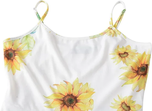 Vista 3 de TIMSEM Vestido acampanado floral sin mangas de verano con tirantes ajustables para mujer