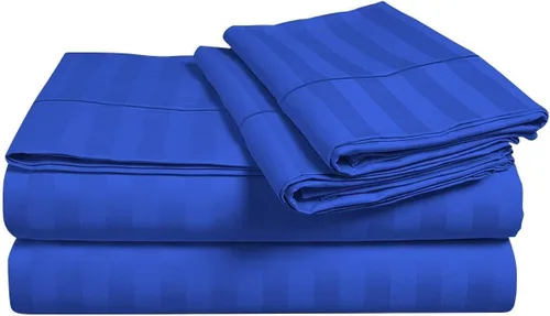 Vista 9 de Juego de sábanas y fundas de almohada de 6 piezas, 100% algodón, juego de sábanas de rayas de agua individual incluye 4 fundas de almohada, 1 sábana