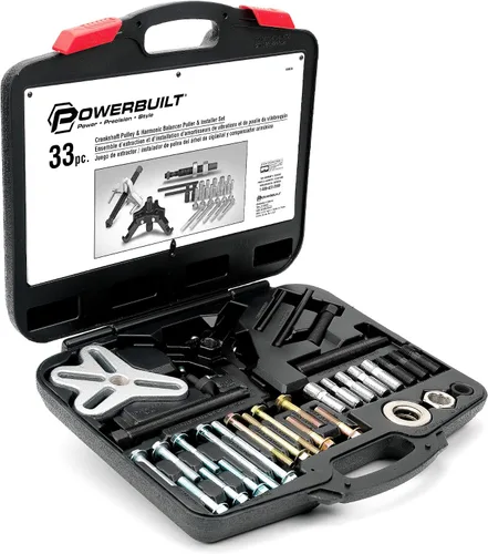 Vista 2 de Powerbuilt Kit de herramientas de equilibrador armónico e instalador de poleas, 33 piezas, polea de cigüeñal, quitar e instalar, estuche