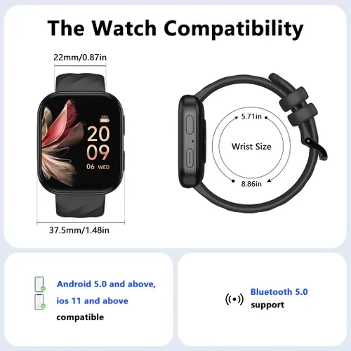 Vista 8 de FITVII Reloj Inteligente de Salud y Fitness (Responder/Realizar Llamadas), Reloj Inteligente con Monitoreo de Frecuencia Cardíaca y Presión Arterial