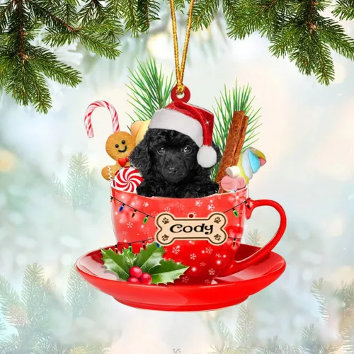Vista 26 de NAZENTI Adorno personalizado de Alaskan Malamute en taza roja, adorno de Navidad personalizado para perros amantes de las mascotas, colgante