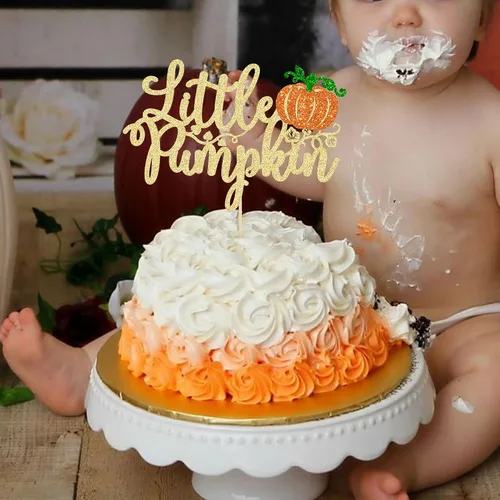 Vista 7 de Gyufise Decoración para pastel de calabaza pequeña, decoración de pastel de calabaza, baby shower, decoración de pastel temático de otoño, baby