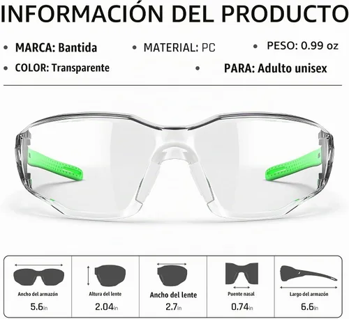 Vista 3 de Safety Glasses, Adjustable Anti-Fog Eye Protection For Men Women Negro&verde