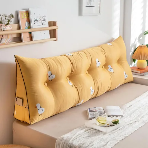 Vista 10 de Almohada triangular de lectura, almohada de cabecera de cuña para cama de día, respaldo de tatami, funda extraíble, cojín de soporte lumbar, azul