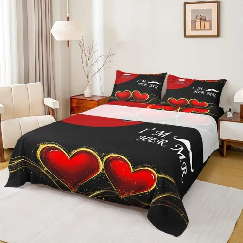 Vista 24 de Dog Side My Side - Juego de sábanas de tamaño Queen, color negro y blanco, sábana bajera ajustable para mujeres y hombres, sábanas románticas