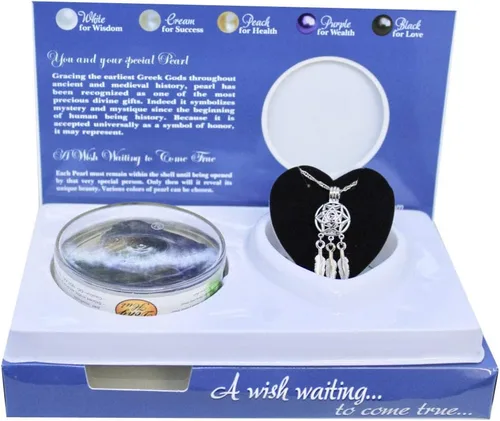 Vista 3 de Atrapasueños Love Wish Collar de perlas con colgante de perlas cultivadas y cadena de acero inoxidable de 16 pulgadas