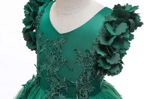 Vista 8 de Weileenice Vestido de encaje para niña de flores, para boda, Navidad, fiesta