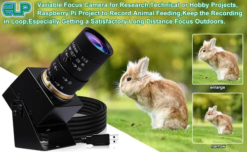 Vista 6 de ELP Cámara USB 4K con micrófono Zoom manual Cámara web de 0.197-1.969 in de enfoque variable Cámara de PC para computadora UVC USB2.0 Cámara web