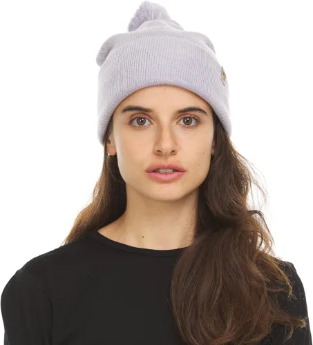 Vista 2 de Minus33 - Gorro de punto con pompón de peso medio, 100% lana merina, gorro de invierno
