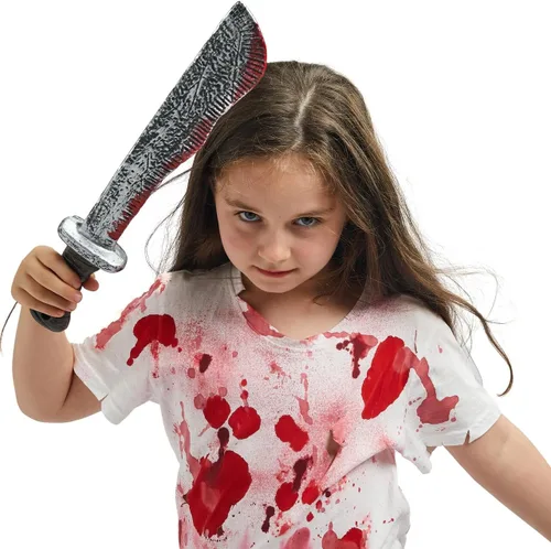 Vista 5 de Spooktacular Creations Accesorio de machete falso de Halloween, cuchillo de machete de plástico, juguete de arma de cuchillo falso para accesorios