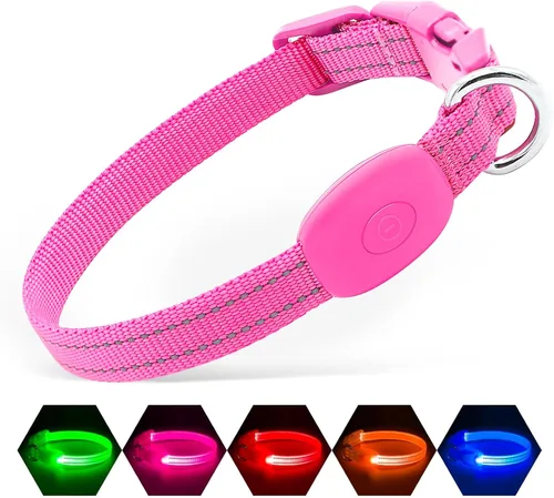 Vista 21 de Illumifun Collar LED para Perros Pequeños - Collar de Seguridad para Perros con Luz Recargable por USB, Collar con Luz de Correa de Nailon Ajustable