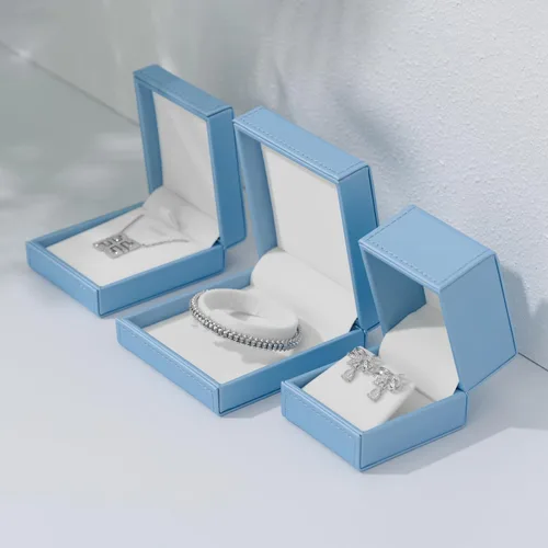 Vista 2 de Oirlv Caja de regalo de pulsera preciosa azul para boda, Navidad, cumpleaños, caja de regalo para mujeres y niñas, caja de regalo de joyería