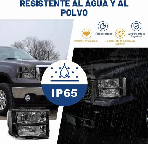 Vista 6 de AS Conjunto de faros delanteros compatible con 2007 2008 2009 2010 2011 2012 2013 2014 Sierra/07-13 GMC Sierra 1500/07-14 GMC Sierra 1500HD 2500HD