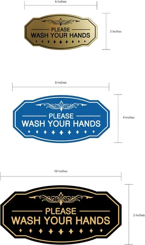 Vista 7 de Signs ByLITA Letrero Victoriano Please Wash Your Hands (Negro) - Pequeño