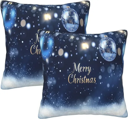 Vista 30 de Fundas de Almohada Flor de Pascua Dorada Copo de Nieve Navidad Xmas Juego de 2 Fundas de Almohadas Cuadradas Funda de Cojín Fundas de Almohadas