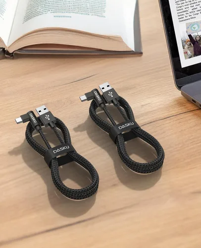 Vista 8 de Cable USB a USB C de 90 grados de 60 W, carga rápida de 3 pies, paquete de 2 cables USB A a USB C, cable USB tipo C de ángulo recto para iPhone