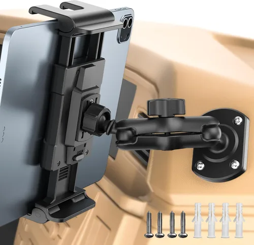 Vista 8 de OHLPRO Soporte de tableta con base de taladro resistente para coche y camión, soporte para tablero de instrumentos con brazo ajustable de 360 etapas