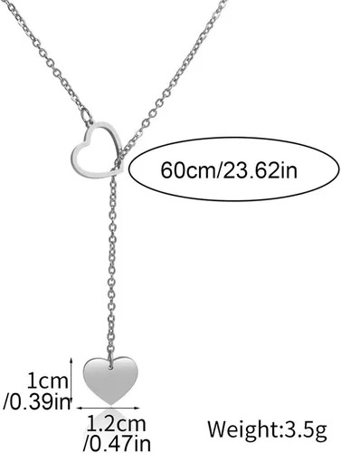 Vista 3 de Dcfywl731 Lariat - Collar de corazón para mujer, collar con dije de corazón, en forma de Y, delicado collar largo de oro, collar con colgante