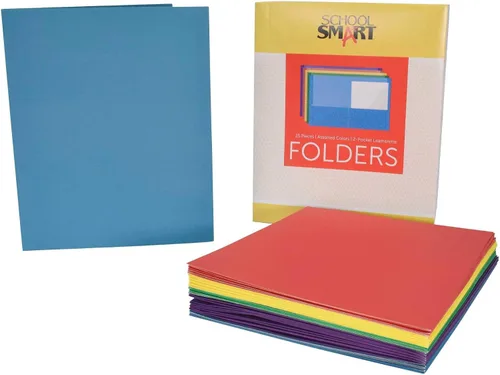Vista 4 de School Smart Carpetas de 2 bolsillos, colores surtidos, paquete de 25 - 084900