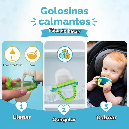 Vista 5 de Teetherpop Mordedor de silicona rellenable para bebés – Moldes de paletas de leche materna para la dentición con ranuras antiderrame – Mordedores