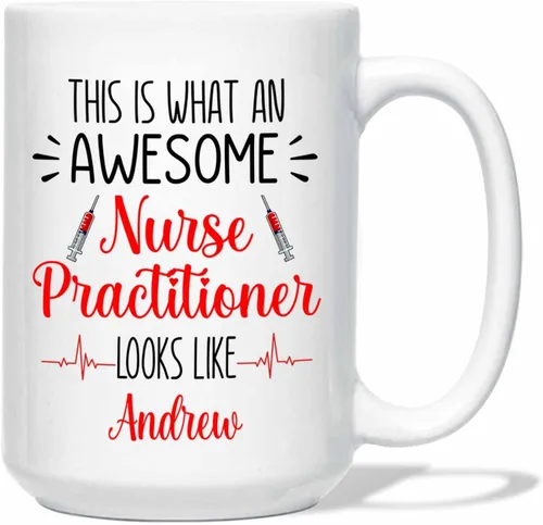 Vista 9 de Taza de enfermera practicante con nombre personalizado, regalo NP, taza de café para estudiante de enfermería, regalo médico personalizado