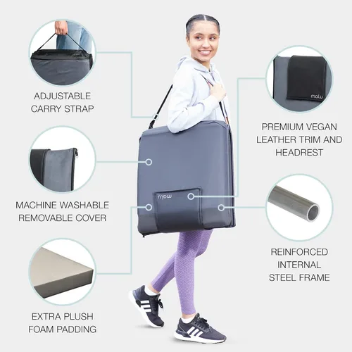 Vista 4 de malu Silla de suelo acolchada extra grande con soporte de espalda, cojín de meditación para silla japonesa, cómodo respaldo plegable, funda