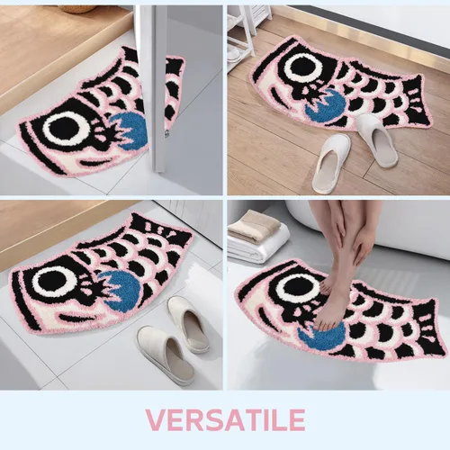 Vista 6 de Bonita alfombra de baño con diseño de pez, suave, antideslizante, estilo japonés, con bandera de Koi, alfombra para ducha, tapete
