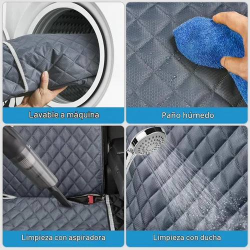 Vista 5 de ANOSOSPECIAL Funda de asiento de coche para perros en gris para el asiento trasero, piel antiadherente, apta para mascotas e impermeable - Protector