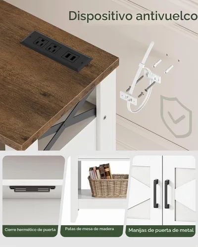 Vista 8 de Mesa consola, mesa de sofá de granja con toma de corriente, gabinete de barra de café con almacenamiento, mesa de entrada, mesa de bar