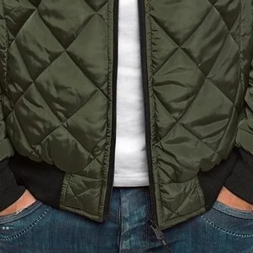 Vista 6 de Chaqueta bomber de invierno para hombre, abrigo grueso y cálido de algodón acolchado de béisbol